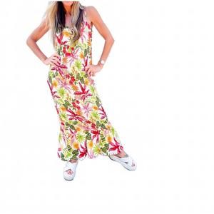 NEW FATE palm paradise midi dress in multi